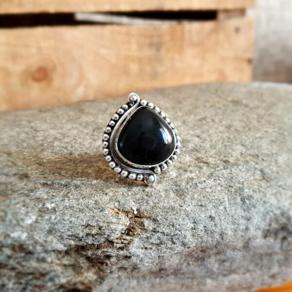 Obsidian ethnic ring