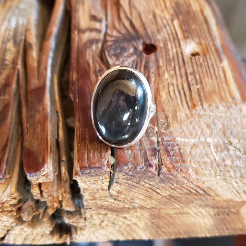 Silver Sheen Obsidian Sterling Silver Ring - Cast A Stone