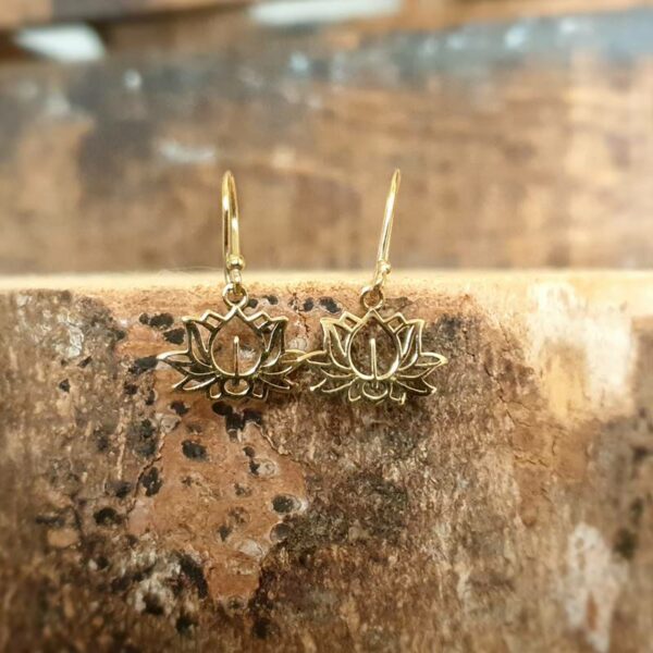 Gold lotus flower earrings