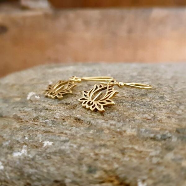 Gold lotus flower earrings
