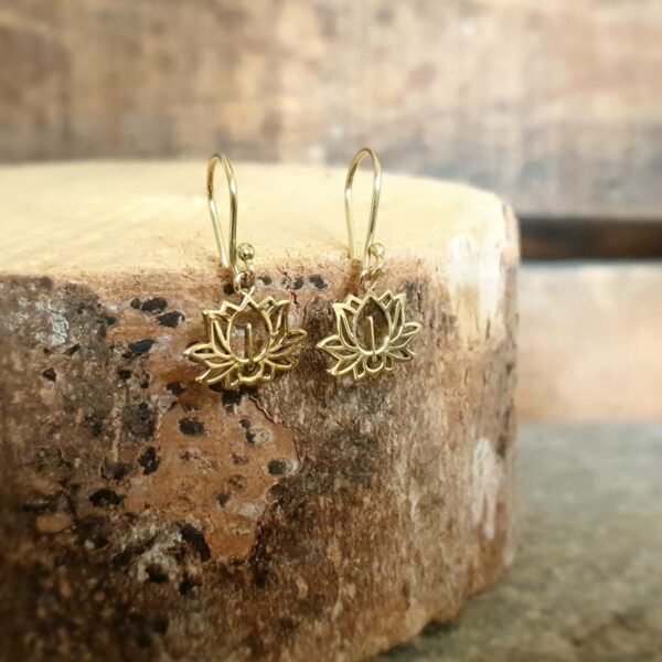 Gold lotus flower earrings