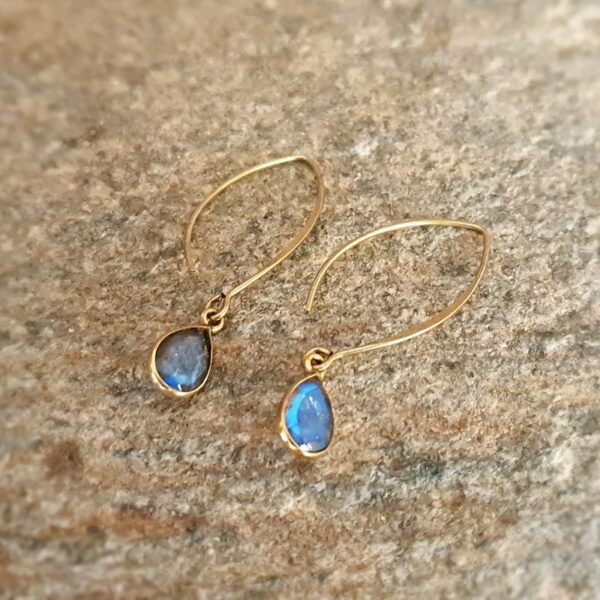 Boucles d'oreilles labradorite dorées