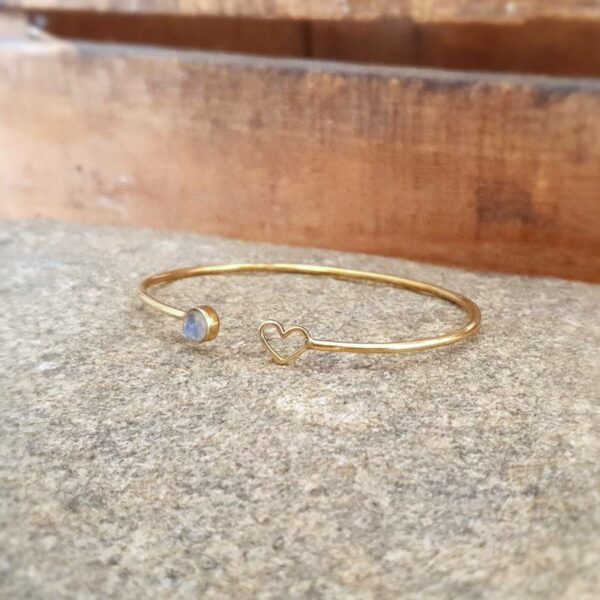 Bracelet jonc coeur pierre de lune