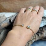 Bracelet jonc pierre de lune doré LUNA