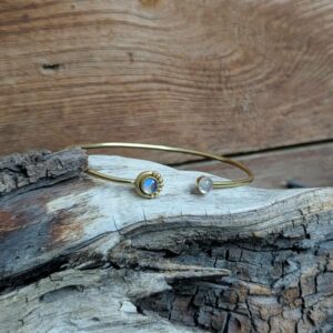 Bracelet jonc pierre de lune doré LUNA