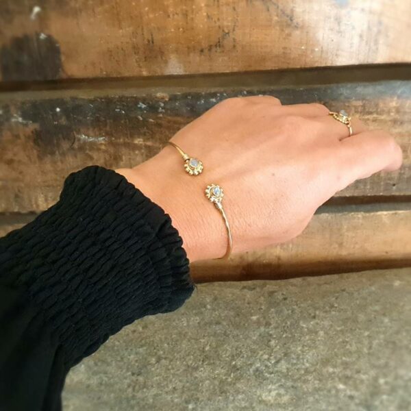 Golden moonstone bangle bracelet