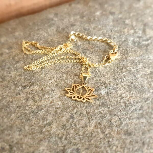 Golden lotus flower necklace