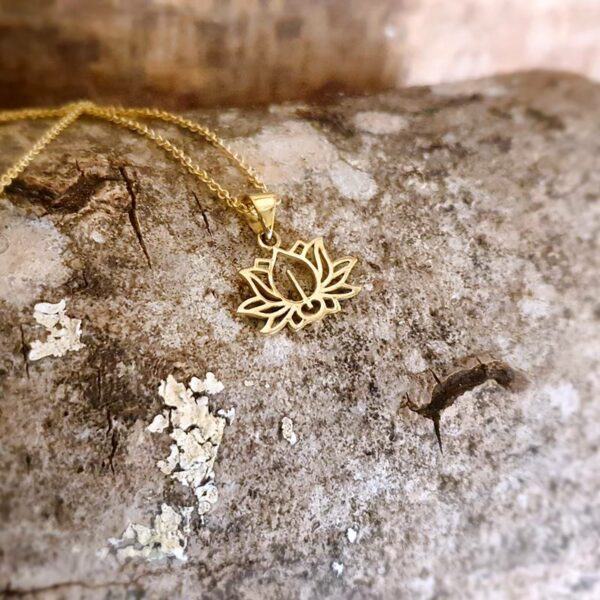 Golden lotus flower necklace