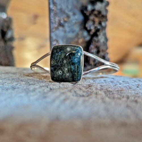 Bracelet jaspe orbiculaire argent – Image 3
