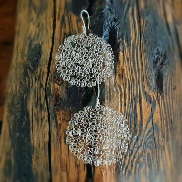 Large silver honeycomb earrings