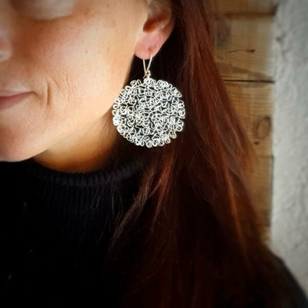 Large silver honeycomb earrings