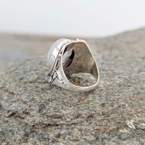 Bague ethnique argent et pierre de lune – Image 6