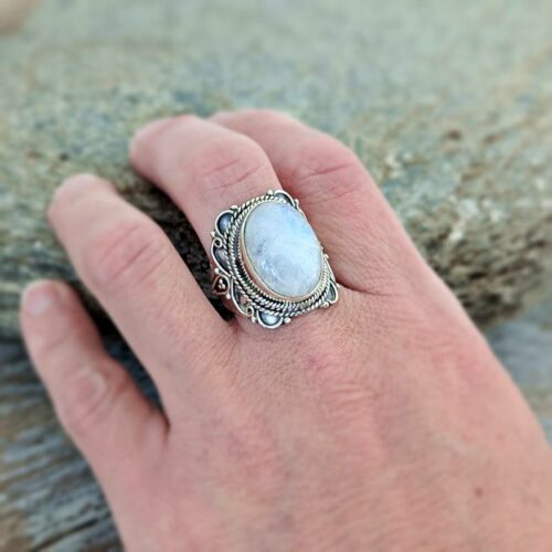 Bague ethnique argent et pierre de lune – Image 4