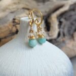 Boucles d'oreilles en amazonite dorées AJMER
