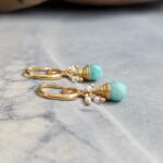 Boucles d'oreilles en amazonite dorées AJMER