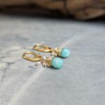 Boucles d'oreilles en amazonite dorées AJMER