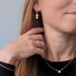 Boucles d'oreilles en amazonite dorées AJMER