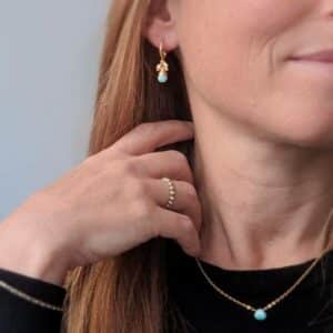 Boucles d'oreilles en amazonite dorées AJMER