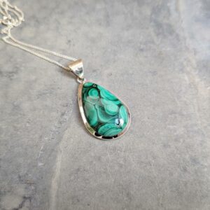 Pendentif malachite argent NATURE