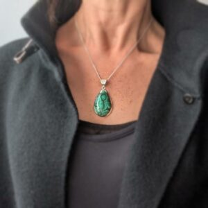 Pendentif malachite argent NATURE