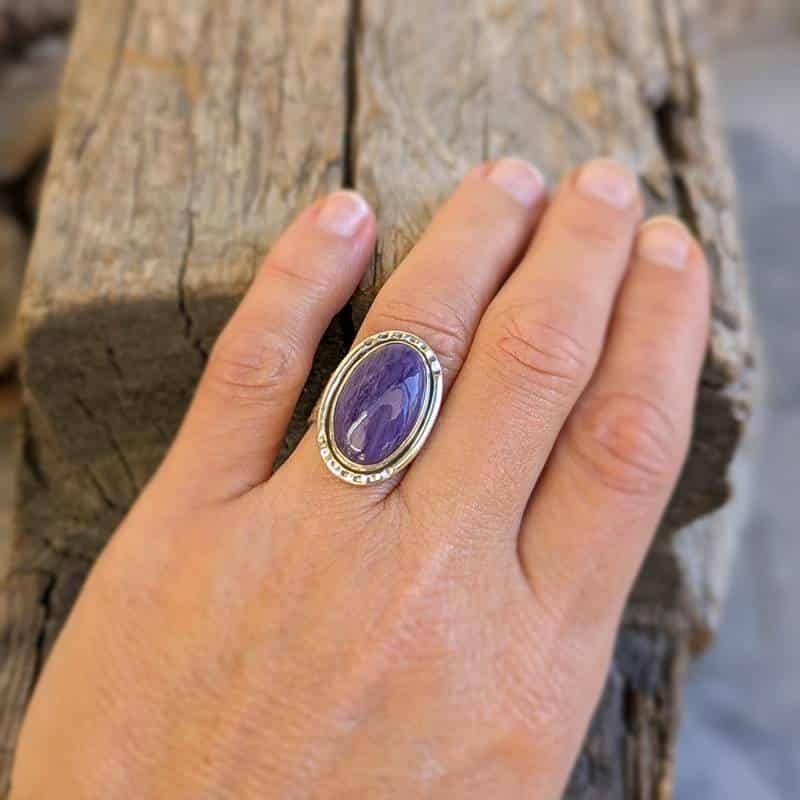 Bague charoïte argent Bague charoïte argent