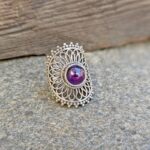 Bague améthyste argent ÉVENTAIL