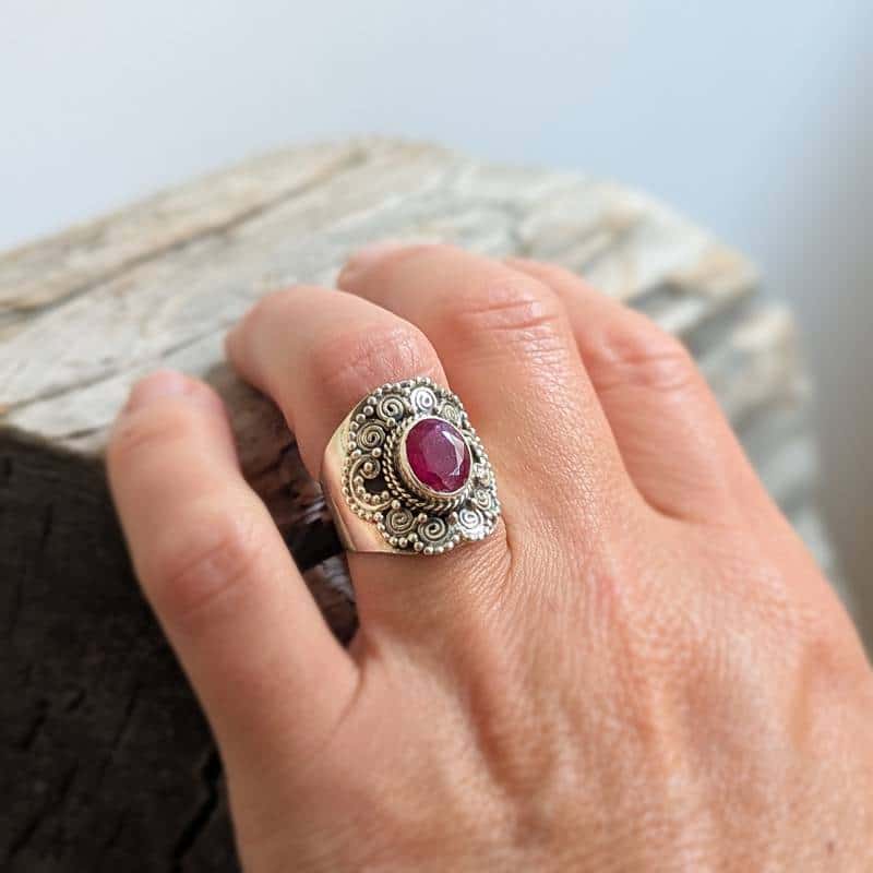 Bague rubis indien argent