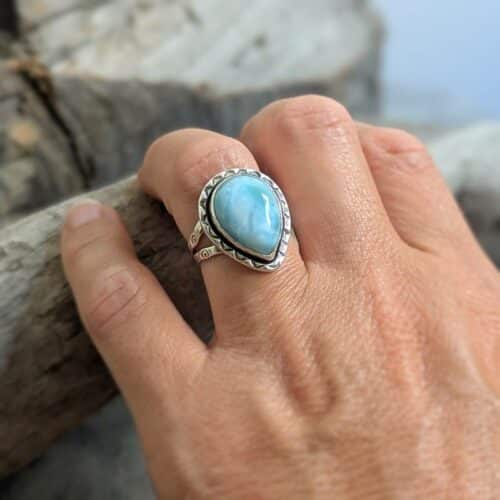 Bague larimar argent ajustable