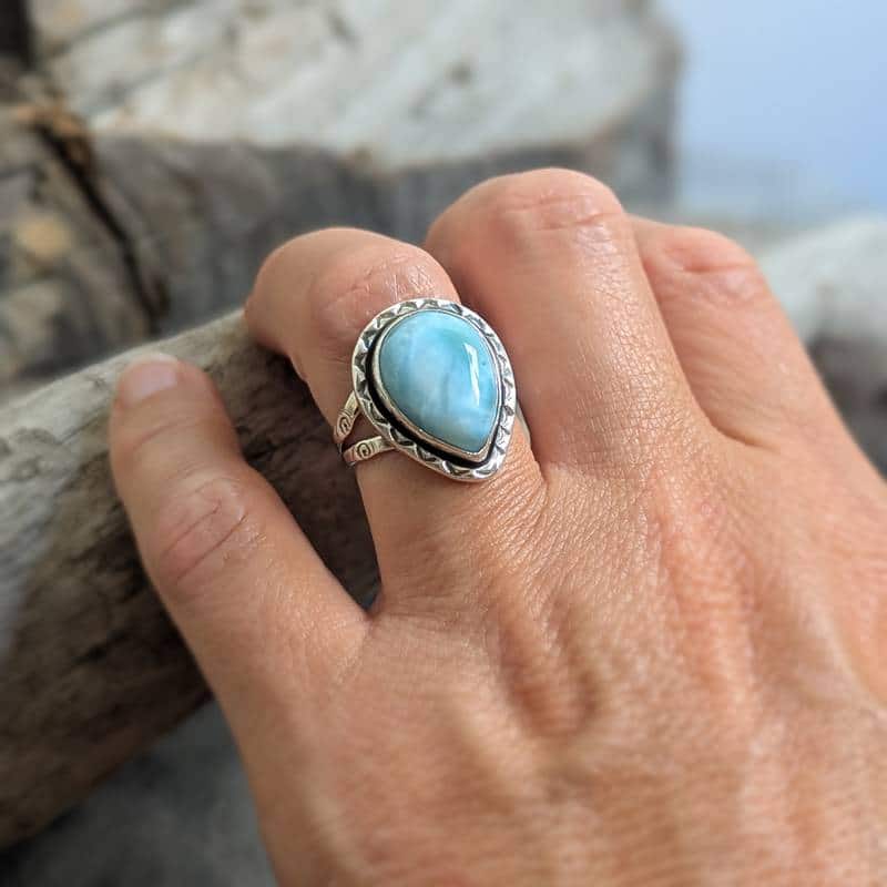 Bague larimar argent ajustable