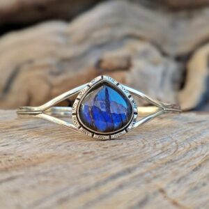 Bracelet jonc labradorite argent