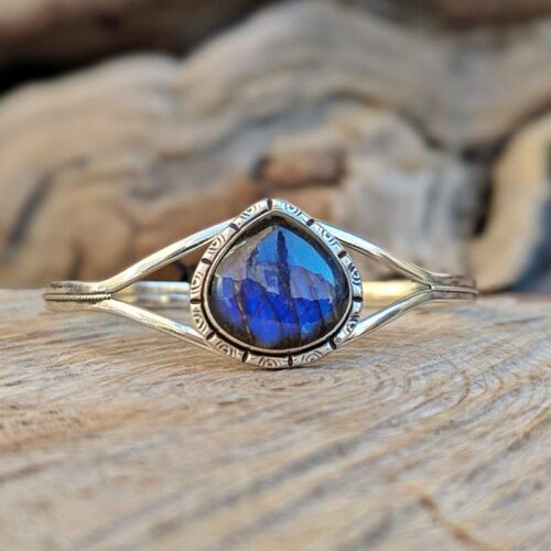 Bracelet jonc labradorite argent
