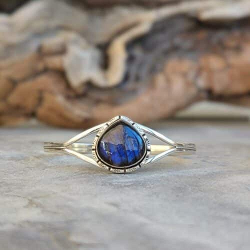Bracelet jonc labradorite argent