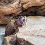 Bague ethnique chic améthyste argent