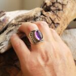 Bague ethnique chic améthyste argent