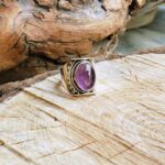 Bague ethnique chic améthyste argent