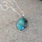 Gros pendentif malachite argent