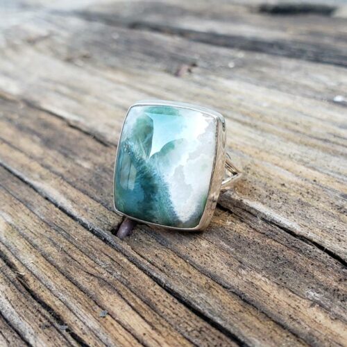 Bague contemporaine argent pierre hémimorphite
