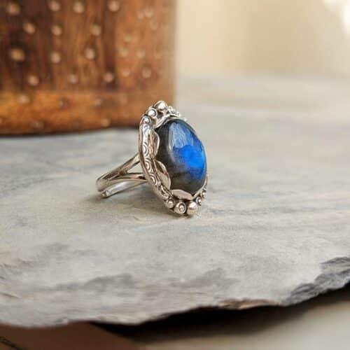 Bague ethnique labradorite argent BOMBAY
