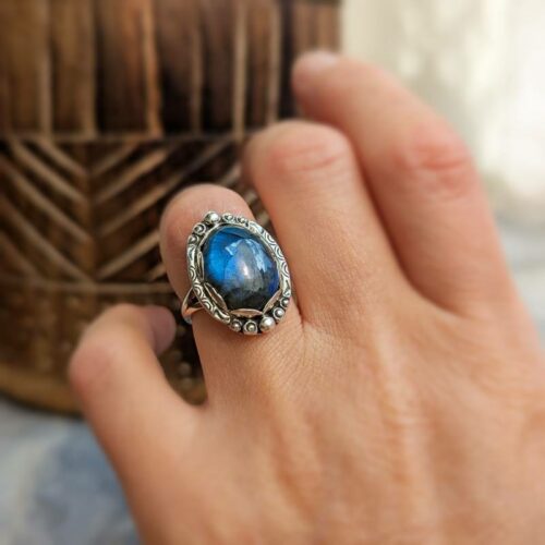 Bague ethnique labradorite argent BOMBAY
