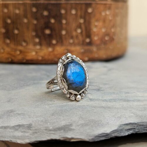 Bague ethnique labradorite argent BOMBAY
