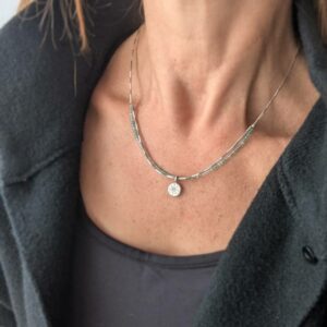 Collier argent et agate mousse