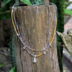 Collier double rang en calcite jaune