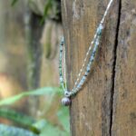 Collier fin double argent et agate verte