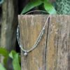 Collier fin double argent et agate verte
