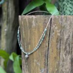 Collier fin double argent et agate verte