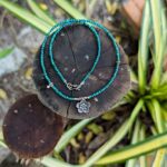 Collier petites malachites argent