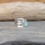 Bague anti stress argent et calcédoine aqua
