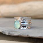 Bague anti stress argent et calcédoine aqua