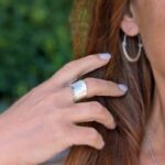 Bague réglable en argent martelé