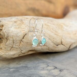 Boucles d'oreilles argent et calcédoine aqua ANDAMAN